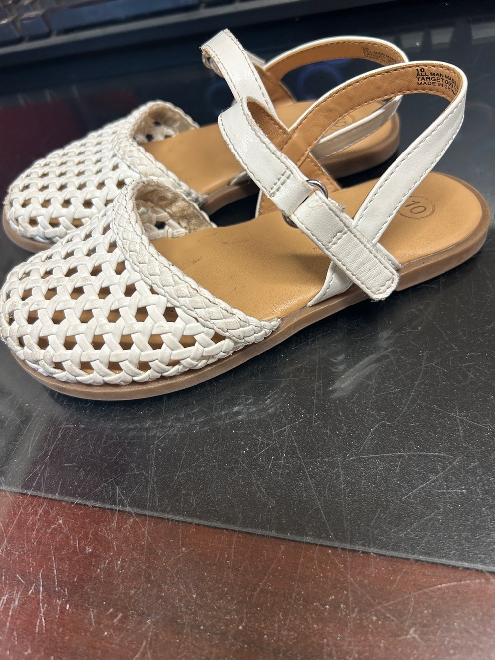 Cat & Jack White Woven Strap Kids Sandals sz 10
